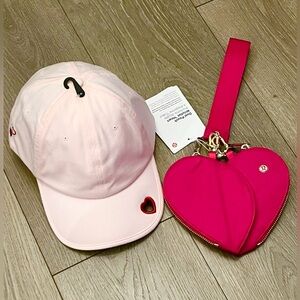 NWT Lululemon Dual Pouch Heart & Heart Pink Baseball Hat Size L/XL SOLD OUT 🩷♥️